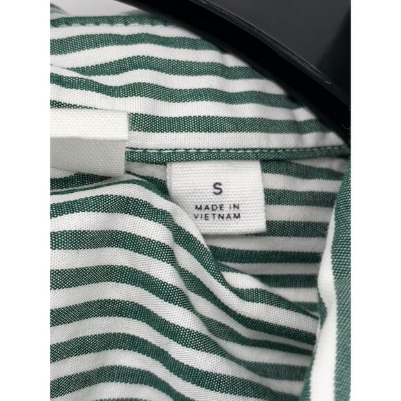 GAP Women's Green-White Striped Ruffle Hem Button-Up Long Sleeve Top SZ S - Picture 9 of 10